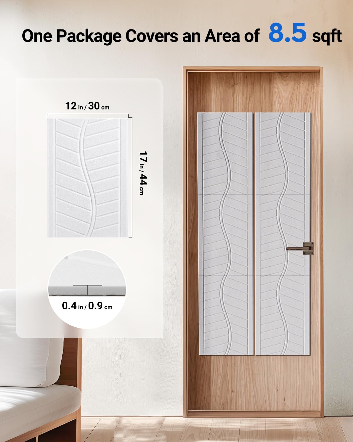 Topnaca Sound Proof Panels for Walls, 17"×11"×0.4" Self Adhesive Soundproof Wall Panels, 6 Pack High Density Sound Proofing Panels for Walls for Recording Studio Home Offices (White) Topnaca