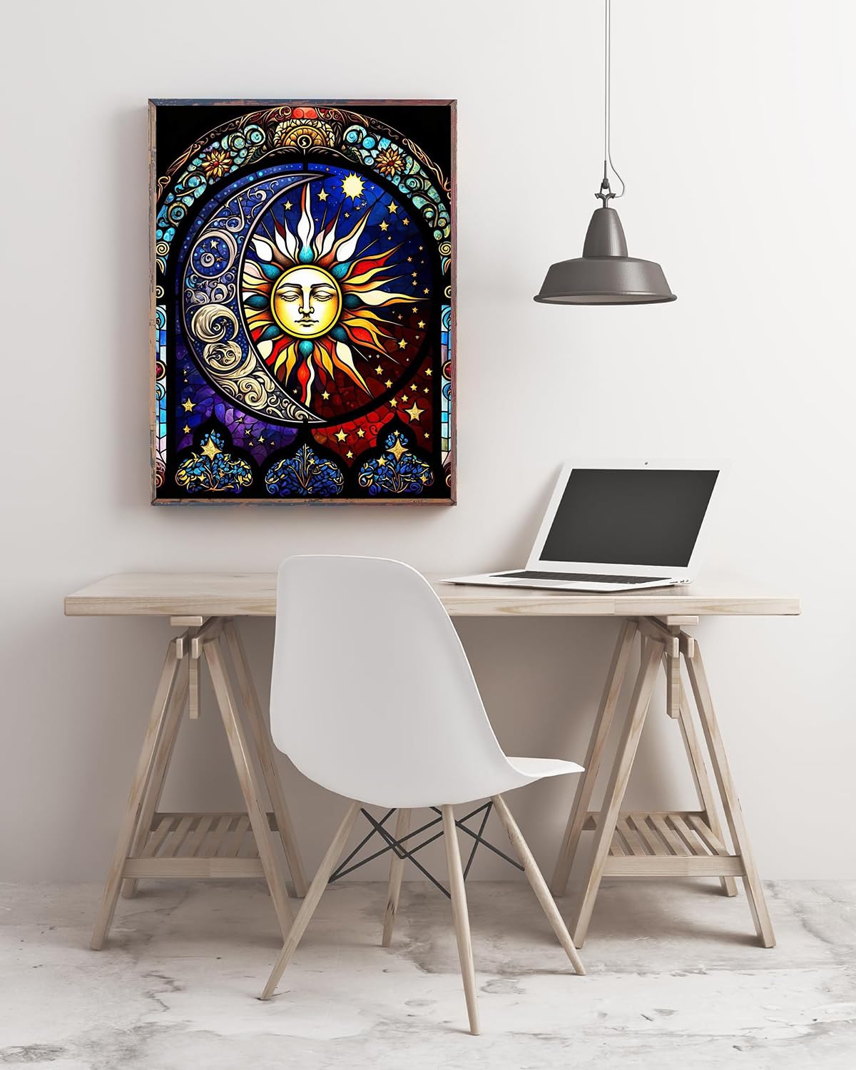 Meothan Diamond Painting Kits Moon Sun Diamond Art Kits for Adults, Stained Glass Paint with Diamond Dots Gem Art Crafts Kits for Home Wall Decor Gift (12x16inch) Meothan