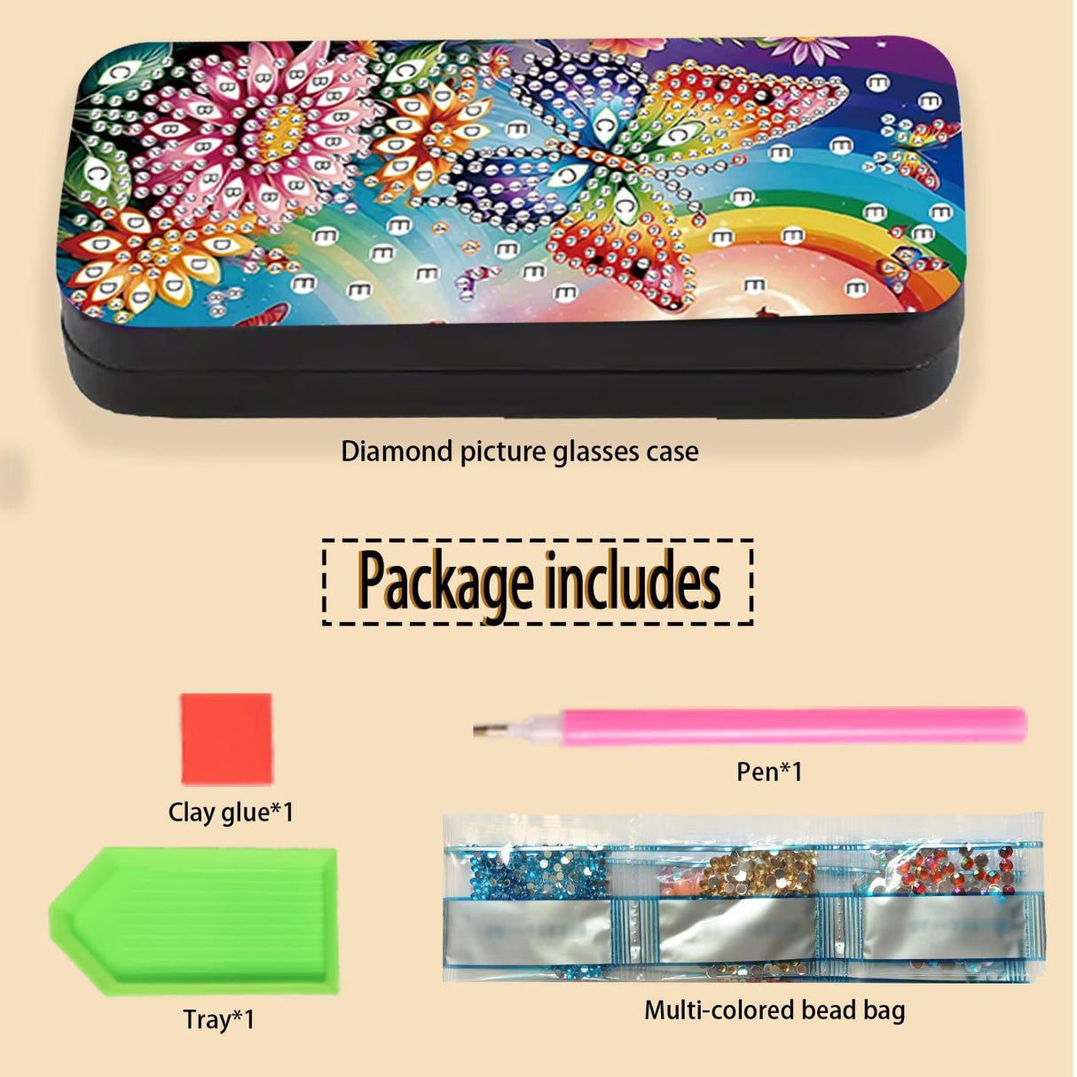 JISHSHAY Diamond Art Glasses Case Diamond Painting Sunglasses Case Diamond Art Kits for Adults Eyeglass Holder Diamond Painting Kits Eye Glass Holder Diamond Art Kits Eyeglass Holder Butterfly Flower JISHSHAY