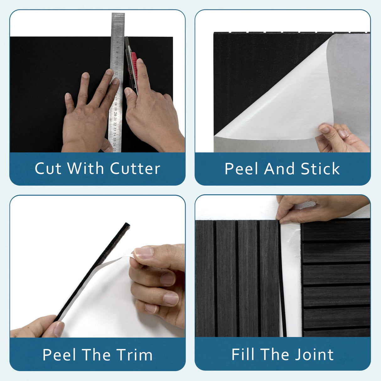 INNO STICKERS 4-Piece Wood Slat Wall Panel for Interior Wall Decor Noise Cancelling 47.2" x 23.6" Peel and Stick Acoustic Decorative 3D Sound Absorbing Wall Paneling, Natural Oak INNO STICKERS