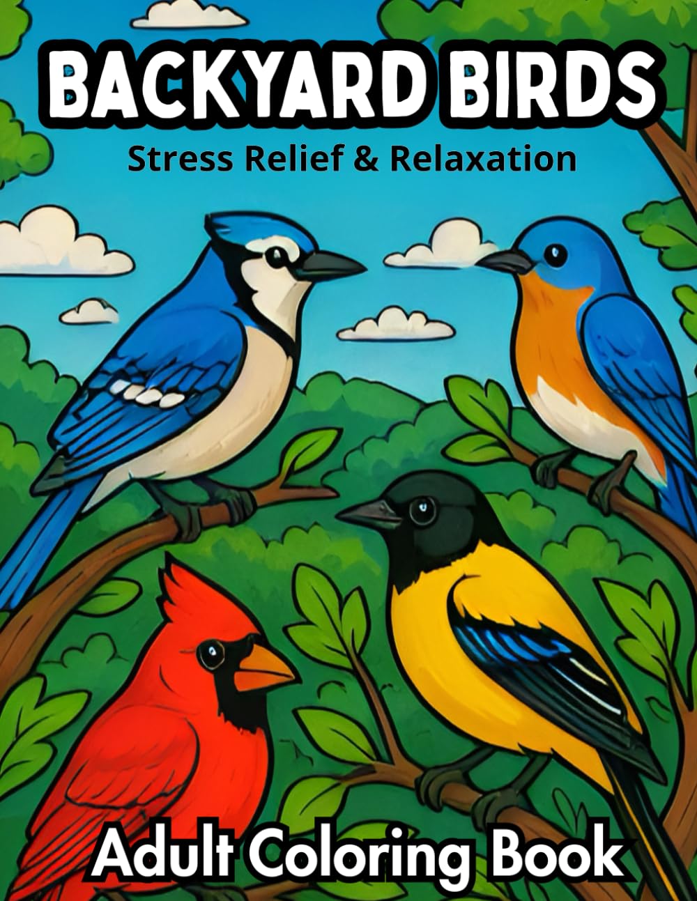 Stress Relief: Adult Coloring Book with Birds, Nature Scenes, Flowers, and Mindful Designs for Relaxation (Flower coloring book set | Birds, ... books for adults and kids of all ages) Majosta