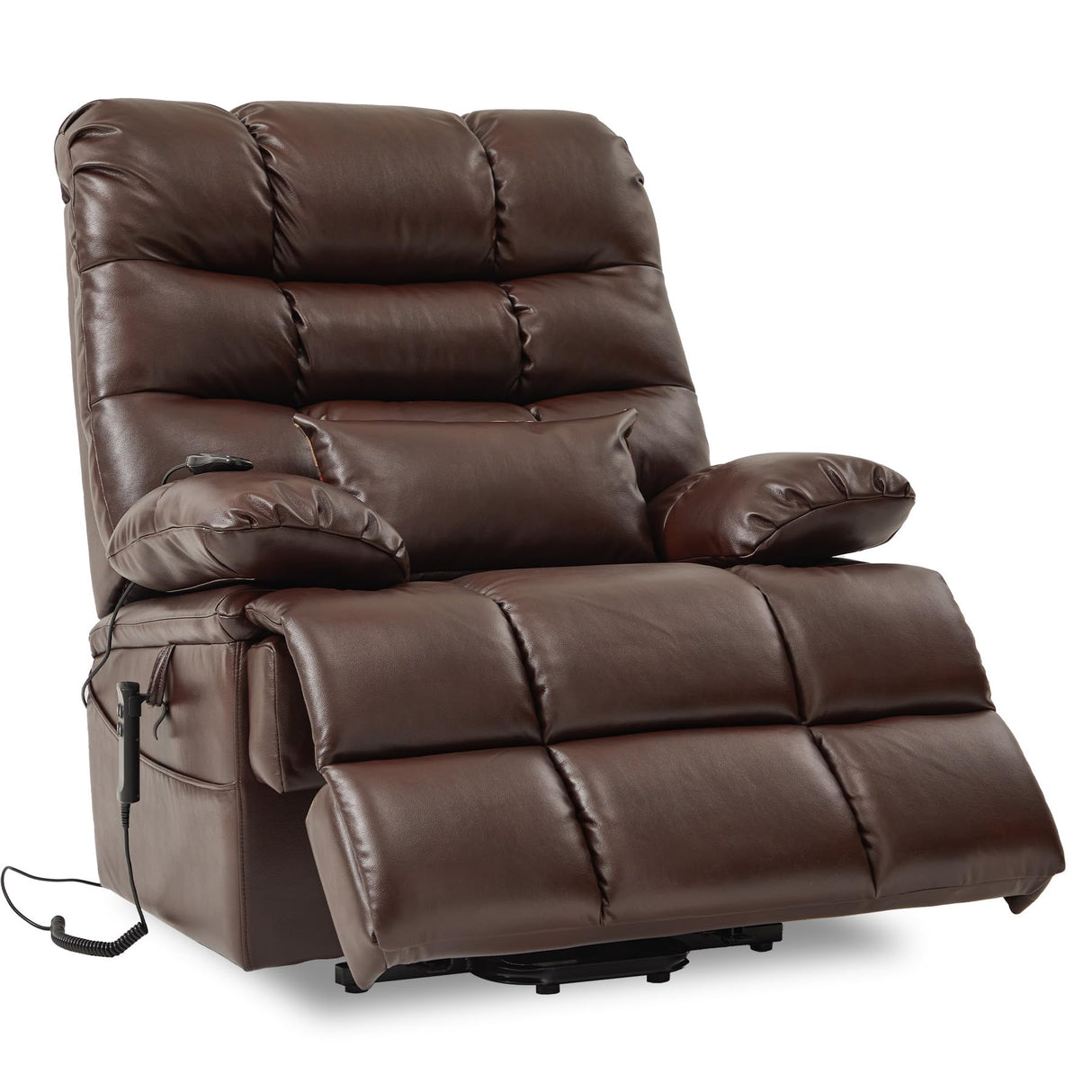 DYNOX 400lbs Lift Chairs for Big & Tall Seniors Power Lay Flat Recliner Extra Large Wide Oversized Lift Sofa with Heat Massage Electric Lift Recliner Chair Bed(9205,Faux Leather, Dark Brown) DYNOX