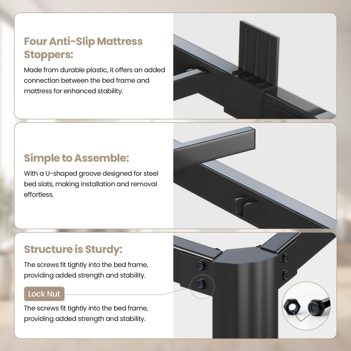 Metal Bed Frame King Size, 14 Inch 3500 lbs Heavy Duty Platform Bed FramesSteel Slats Noise Free No Box Spring Needed, Easy Assemble Sturdy Bedframe with Storage and Mattress Retainers BOLTRISE