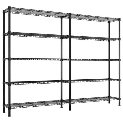 1500LBS Storage Shelves Metal Shelving Unit, 58''W Wire Shelving, 5 Tier Pantry Shelves Kitchen Shelves Adjustable Wire Shelf for Garage Shelving Heavy Duty, 58" W x 71" H x 13.78" D, Black
