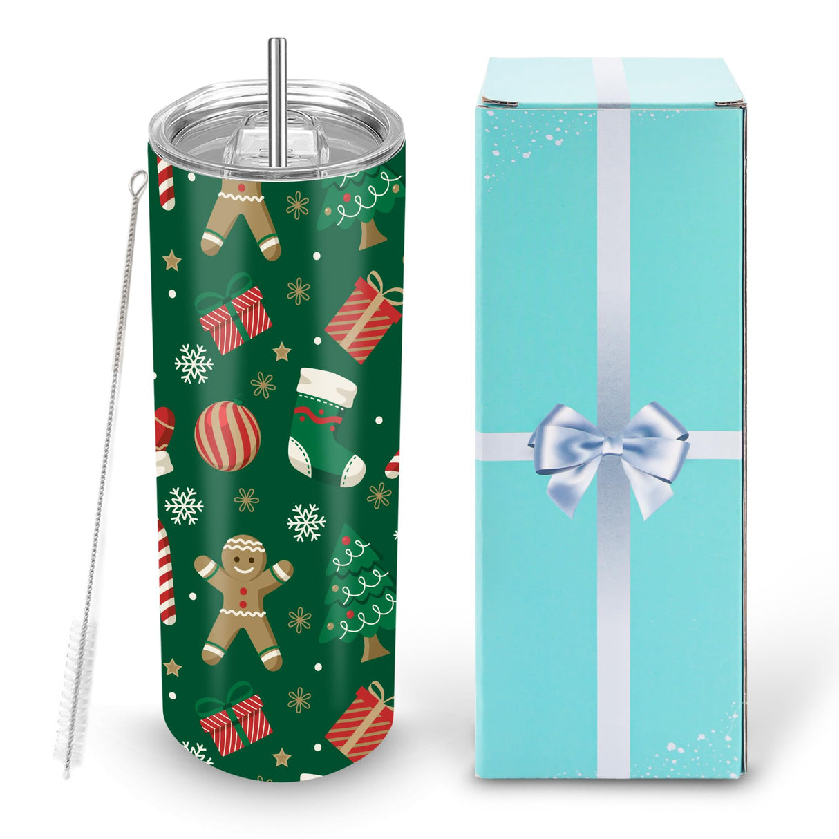 D·S 1 Pack Sublimation Tumblers 20 oz Skinny Straight Flat Bottom Blank Tumbler Cups with Individual Gift Boxed for Heat Transfer DIY Craft D·S