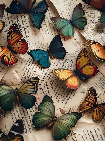 EIBEILI Vintage Butterfly Diamond Art Diamond Painting Kits -5D Diamond Art Kits for Adults,DIY Full Drill Diamond Painting Butterfly Crystal Craft Kits for Home Wall Decor Gifts 12x16inch