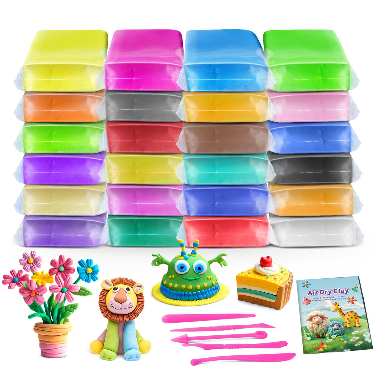 FAGNBED Air Dry Clay 24 Colors, Modeling Magic Clay Set with 5 Sculpting Tools, Gift for Ages 3-12 Boys and Girls FAGNBED