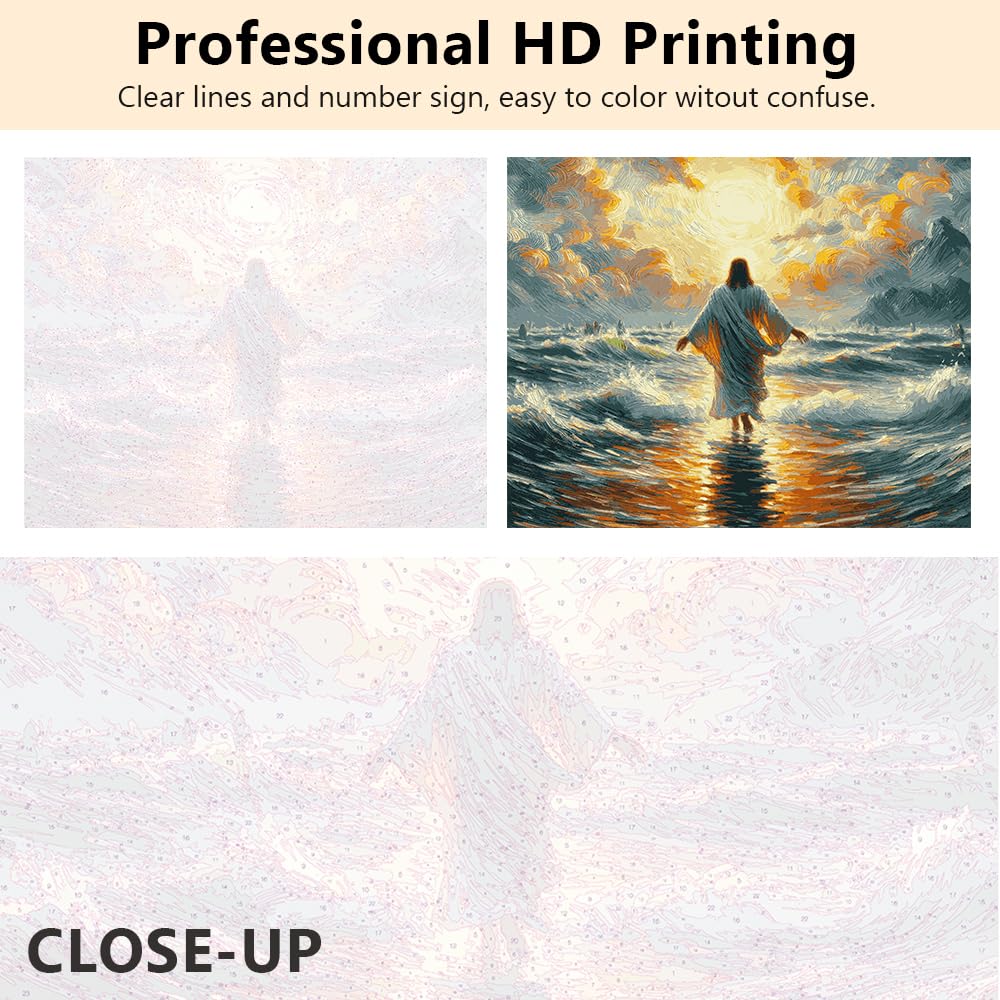 Jesus Paint by Numbers Kit - Adults Religious Belief Artwork Prints on Canvas 16x20 in Rebotipy