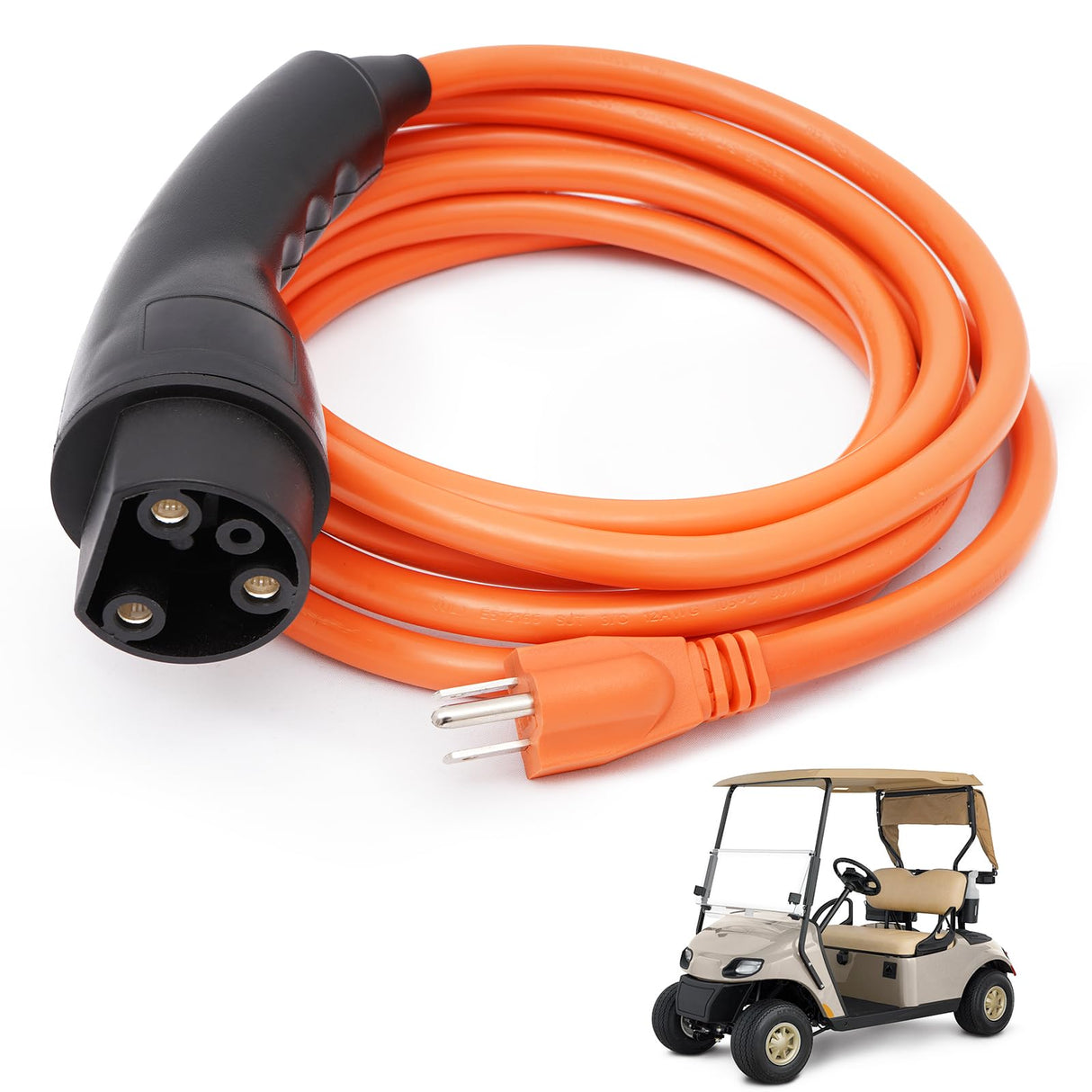 Gtouse Golf Cart Charger Power Cord Golf Cart Charging Cable Replacement Fits for Evolution ICON EV Golf Carts 120V Charging Power Cord Replaces 2.04.0620 Golf Cart Accessories Gtouse