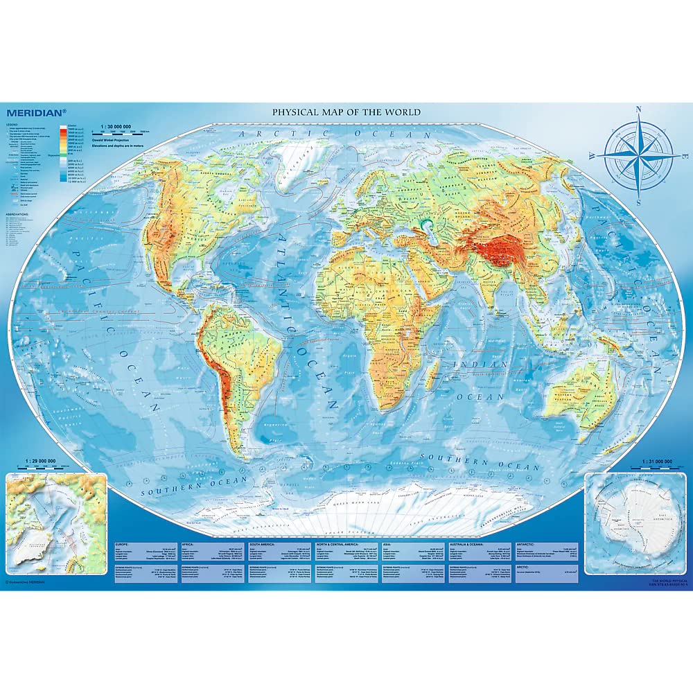 Trefl Large Physical map of The World 4000 Piece Jigsaw Puzzle Red 54"x38" Print, DIY Puzzle, Creative Fun, Classic Puzzle for Adults and Children from 15 Years Old Trefl