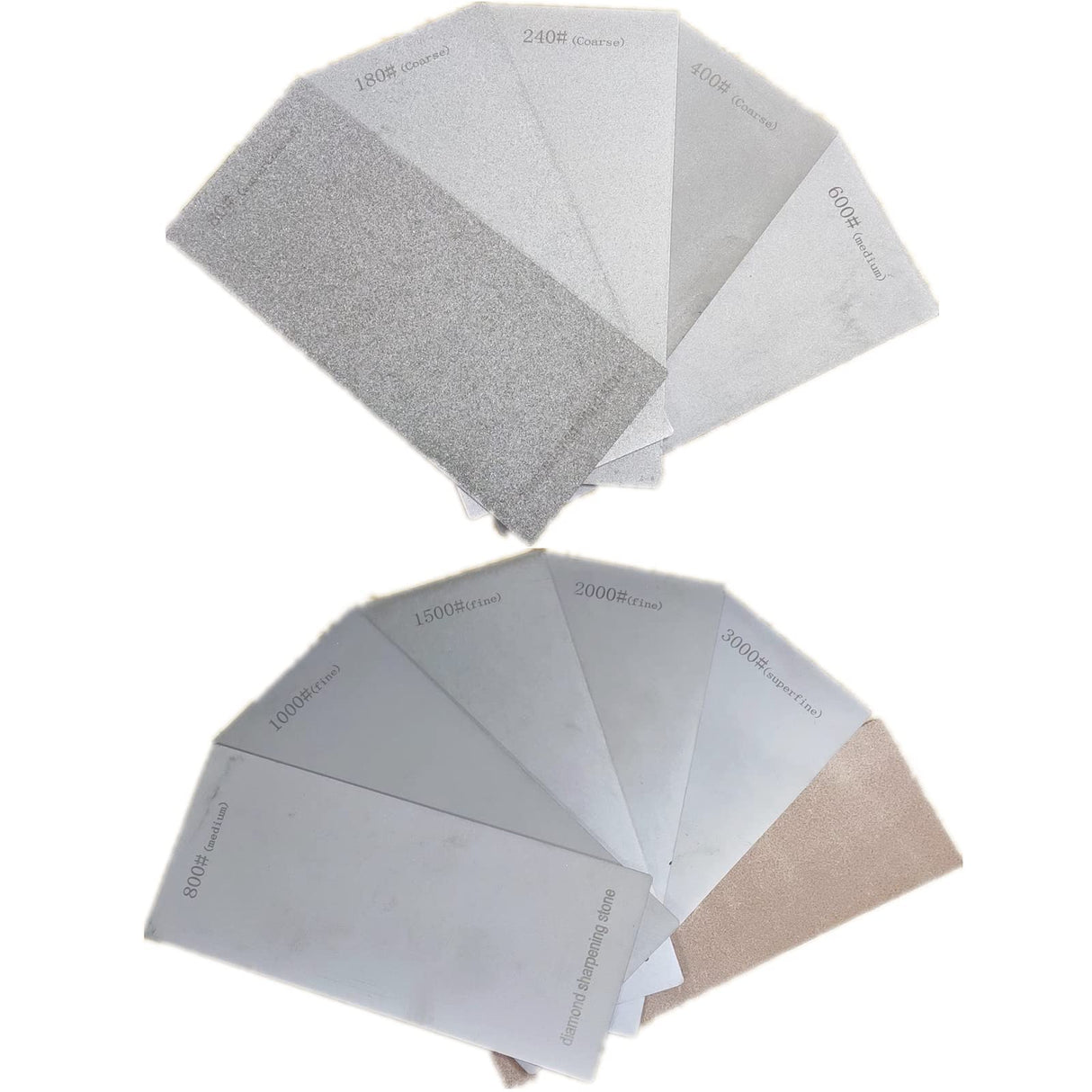 Diamond Sharpening Stone for 10 PCS and Stropping Leather Strop, 80/180/240/400/600/800/1000/1500/2000/3000 Grit Diamond Plate Honing Stone for Kitchen Sharpening Dull Knives Grindstone Tool Tiweio