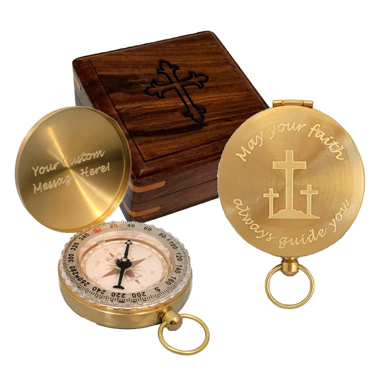 Personalized Compass for Baptism, Confirmation, First Communion | Engraved Gift of Faith for Catholic or Christian Men, Teen Boy, Boys, Son, Grandson (Personalized, MYF-Compass & Box) Stanley London