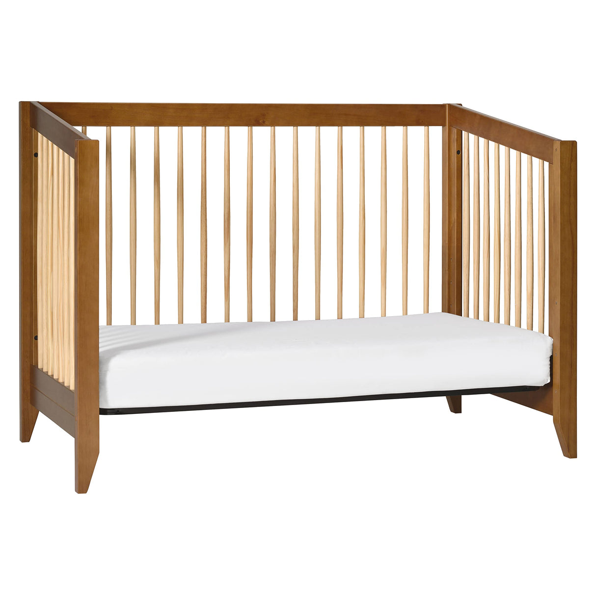 Babyletto Sprout 4-in-1 Convertible Crib with Toddler Bed Conversion Kit in Chestnut and Natural, Greenguard Gold Certified babyletto