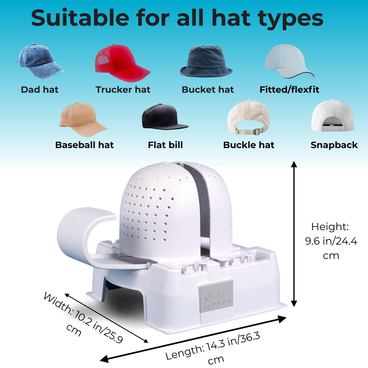 Danyco Hat Shaper Machine with Stiffening Spray – Adjustable Hat Care & Reshaping Device - Tool for Caps, Snapbacks, Fitted Hats – Fan Drying Tech for Shape Restoration & Preservation DANYCO