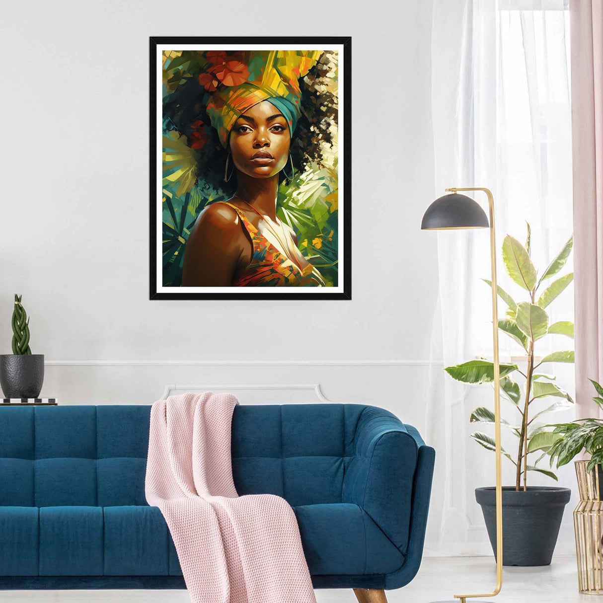 SKRYUIE 5D African Woman Diamond Painting Kits - DIY Diamond Art Kits for Adults African American, Full Round Drill - Crystal Cross Stitch - Adults Craft for Wall & Office Decor - 12x16 inch SKRYUIE