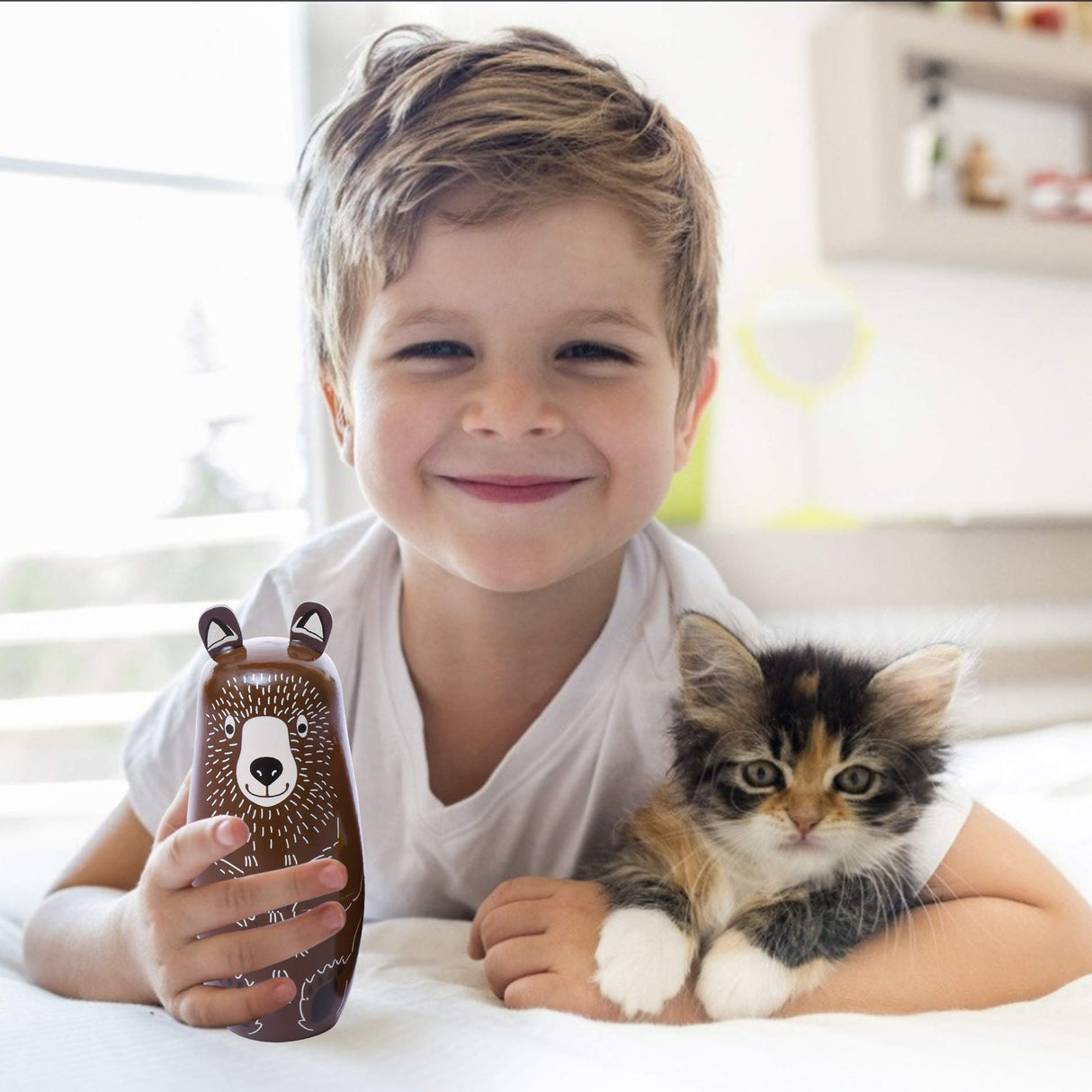 Conzy Russian Nesting Dolls for Kids, Stacking Wooden Handmade Matryoshka Dolls, 5 Piece Cute Cartoon Animal Pattern, Great Toy Gift for Girls Boys' Birthday or Home Decoration (Brown) Conzy