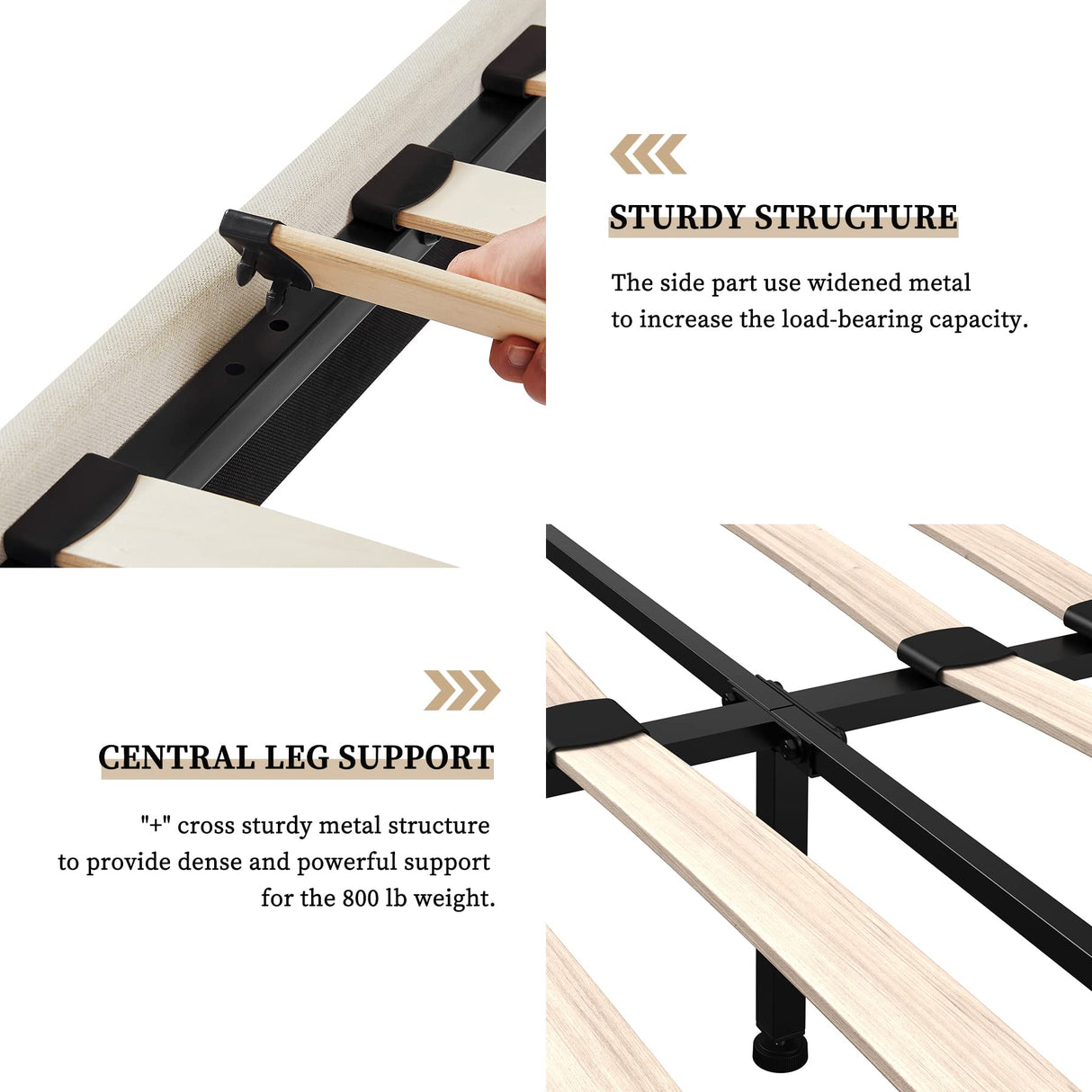 Flolinda Full Size Bed Frame Upholstered Platform with Complete Headboard and Strong Wooden Slats, No Box Spring Needed, Easy Assembly,Beige Flolinda