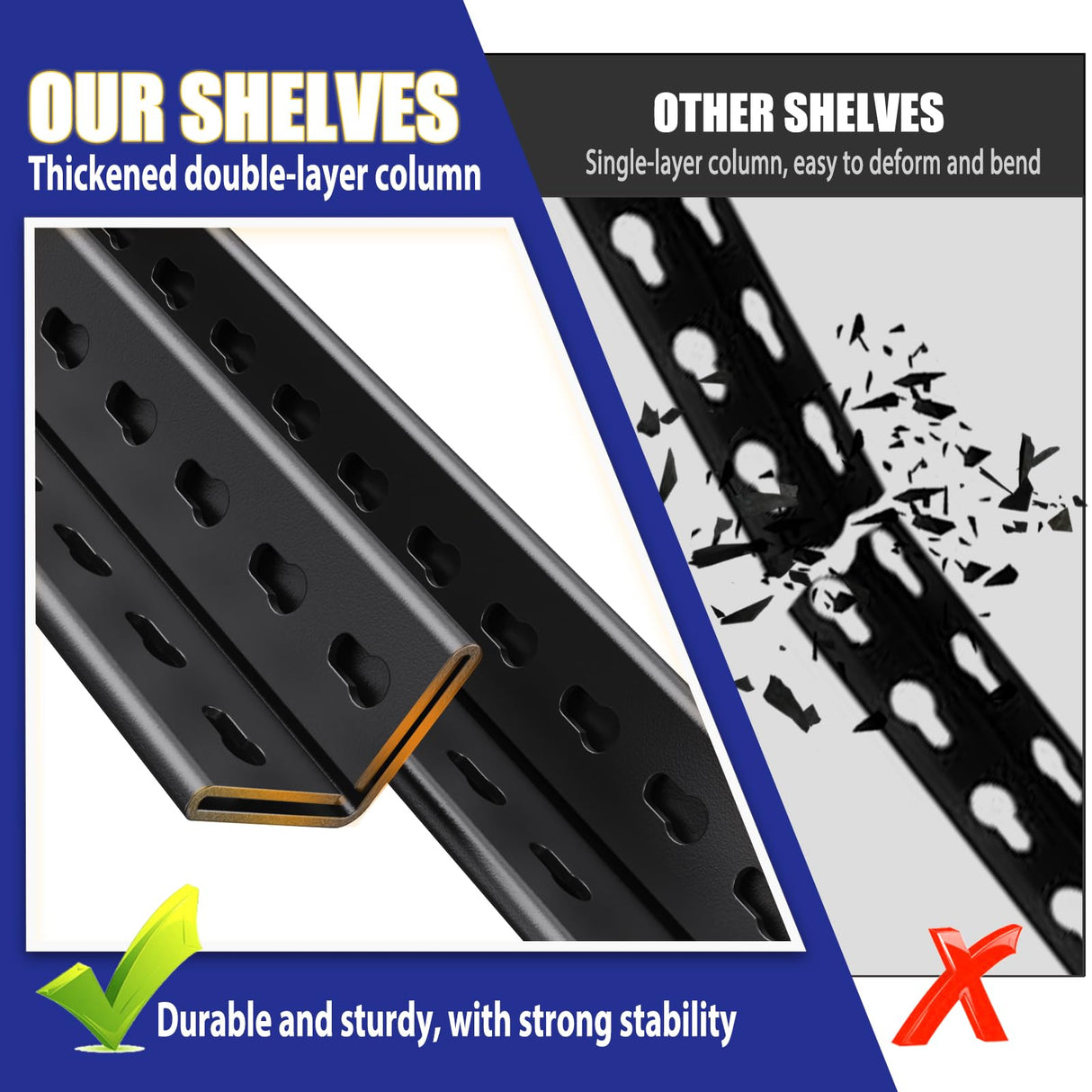 Garage Shelving-3000 lbs 5 Tier Storage Shelves,Adjustable Heavy Duty Metal Shelving Unit and Storage Large Wire Rack,Utility Steel Shelf for Warehouse Industrial Pantry Basement -78"x46"x20",Black JOJUOU