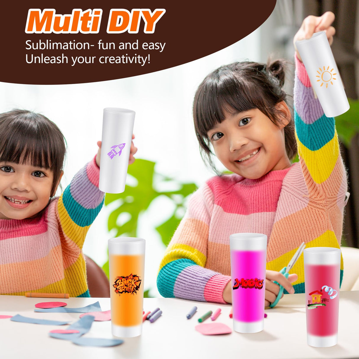 Hsei 12 Pcs Sublimation Frosted Shot Glasses 3 oz Personalized Sublimation Glass Cups with Heavy Base Sublimation Wine Tumbler for Wine Beer Vodka Whiskey Espresso Hsei