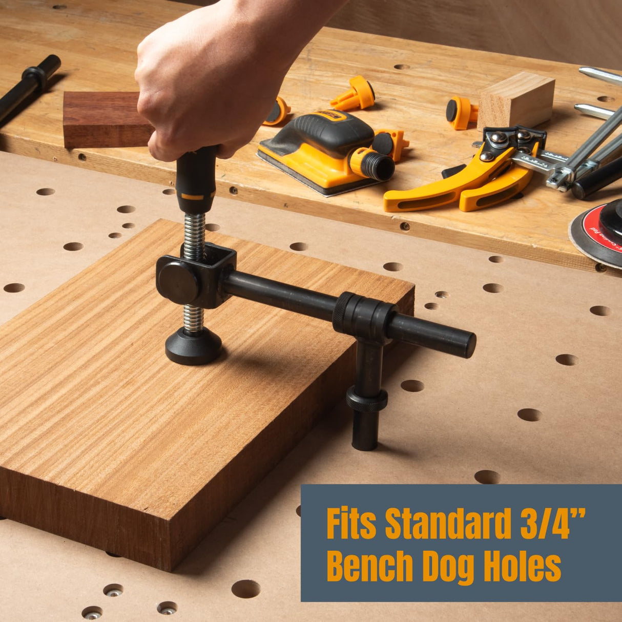 POWERTEC Multi-Functional Project Table with Wheels | Workbench with 3/4" Bench Dog Hole Pattern for Sanding, Cutting, and Woodworking Projects (MT4012) POWERTEC