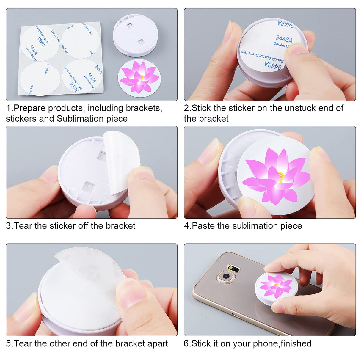 15 Pieces Blank Sublimation Phone Holders Collapsible Tablets and Cell Phones Grip Holder Adhesive Blank Finger Stand Holder with Double-Sided Tape (White) Weewooday