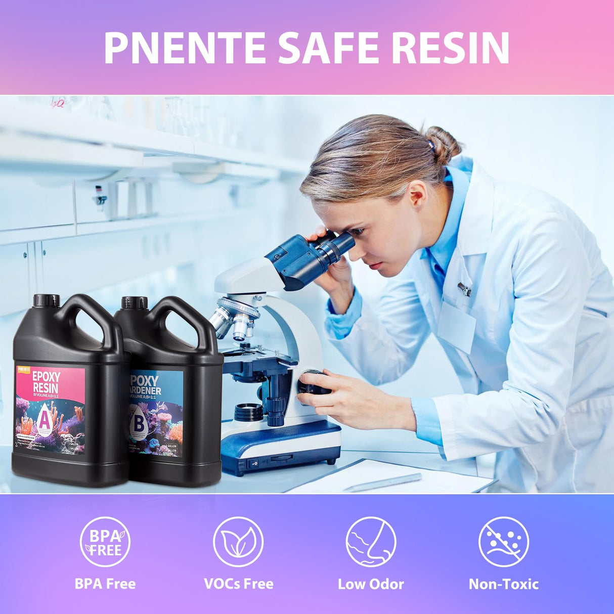 2 Gallon Epoxy Resin Kit, Crystal Clear Epoxy Resin, No Yellowing No Bubble Self Leveling Coating Casting Resin for Table Tops, Art Crafts, Jewelry, Molds, DIY Projects 1:1 Ratio(1 Gallon x 2) Pnente