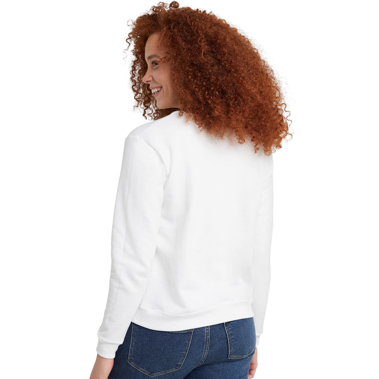 Hanes Women's EcoSmart Crewneck Sweatshirt, White, Small Hanes