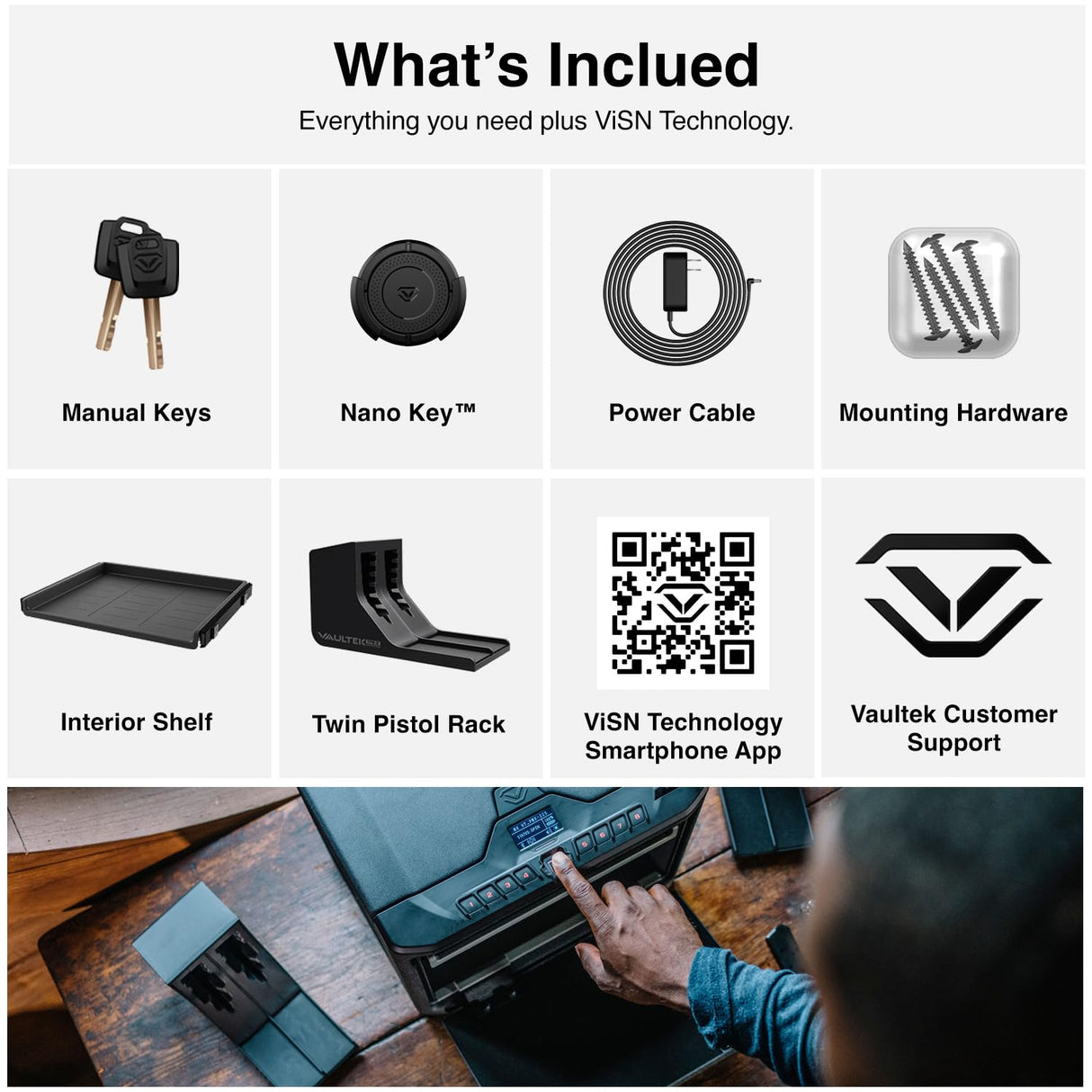 VAULTEK MX Series Safe High Capacity Smart Handgun Safe Multiple Pistol Storage Smart Safe Available in Biometric + WiFi with Auto-Open Door (Biometric + WiFi) VAULTEK