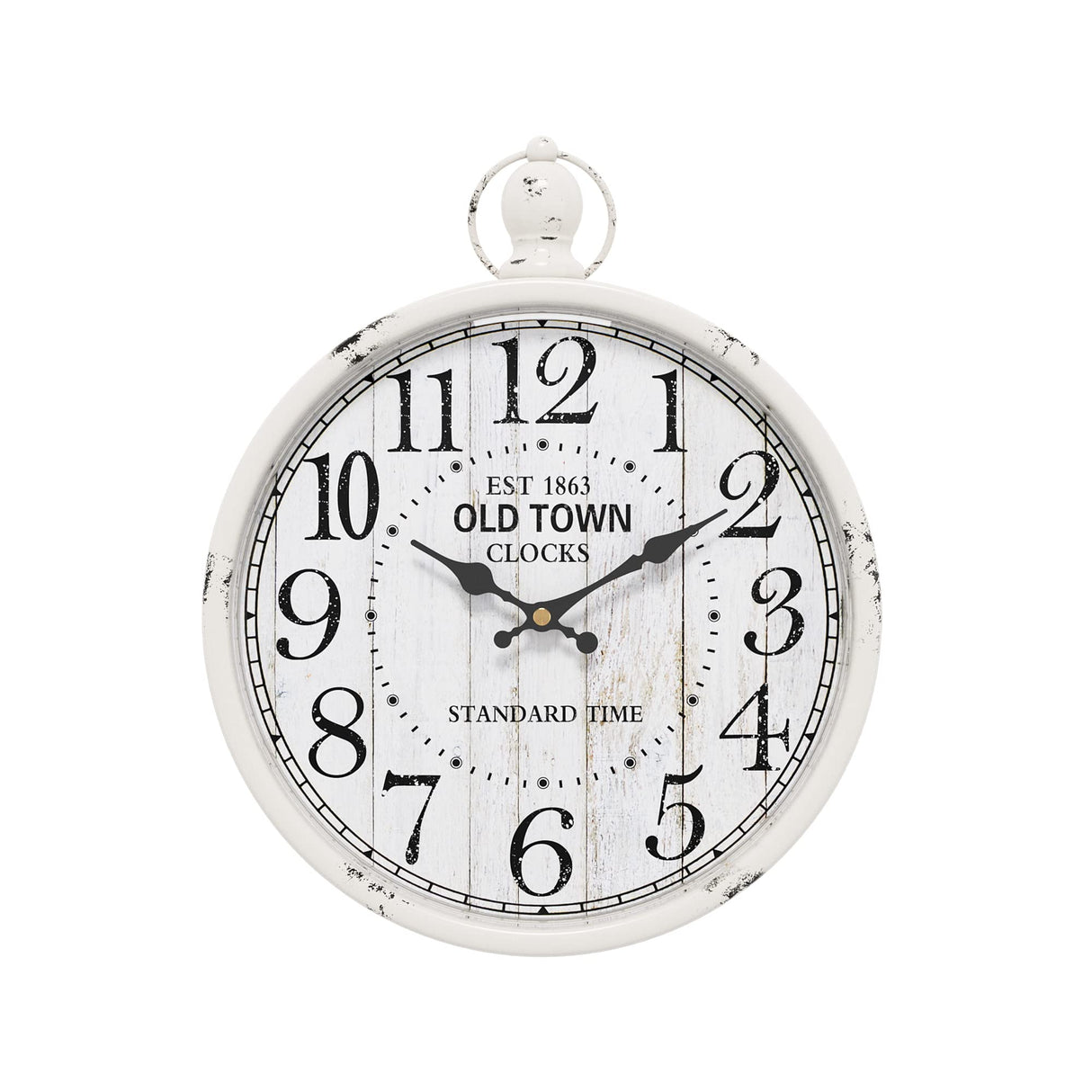 Menterry Retro Round Wall Clock. White Vintage Antique Style. Battery Operated Silent Wall Clocks for Farmhouse,Bathroom,Kitchen,Bedroom,Office, (11.8" H x 9.3" W) Menterry