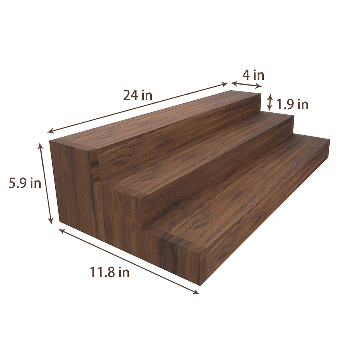 Liquor Bottle Stand - 24 Inch 3 Tier Liquor Bar Bottle Display Shelf, Holds 18 Bottles, Real Wood, No Installation Required (Dark Walnut) Tongmo