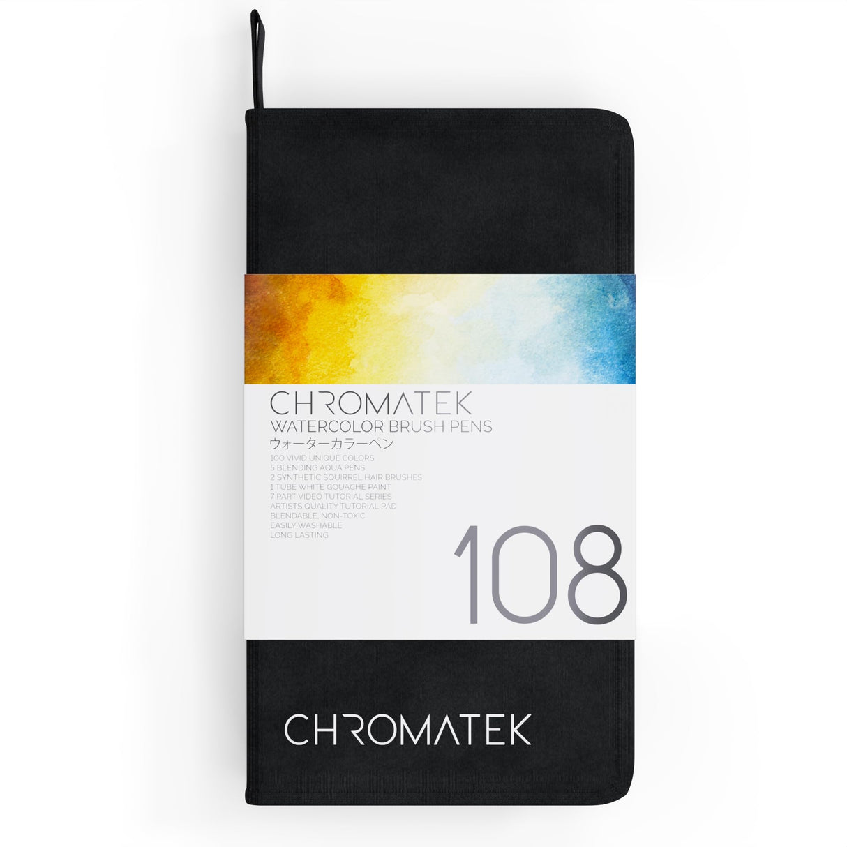 CHROMATEK 108 Watercolor Pens Set | Including 15 Page Pad & Online Video Tutorial Series | 5 Aquapens & 100 Unique Colors | Real Brush Pens | Easily Blendable, Vivid and Smooth CHROMATEK
