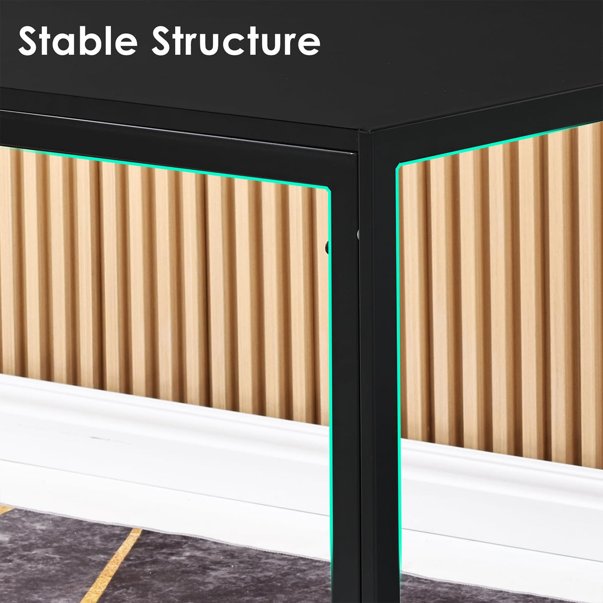 Farini Black Dining Table for 4-6 Person,47" Rectangular Wooden Dining Table Top and Metal Frame for Home Kitchen Dining Desk (47 inch,Black) Farini