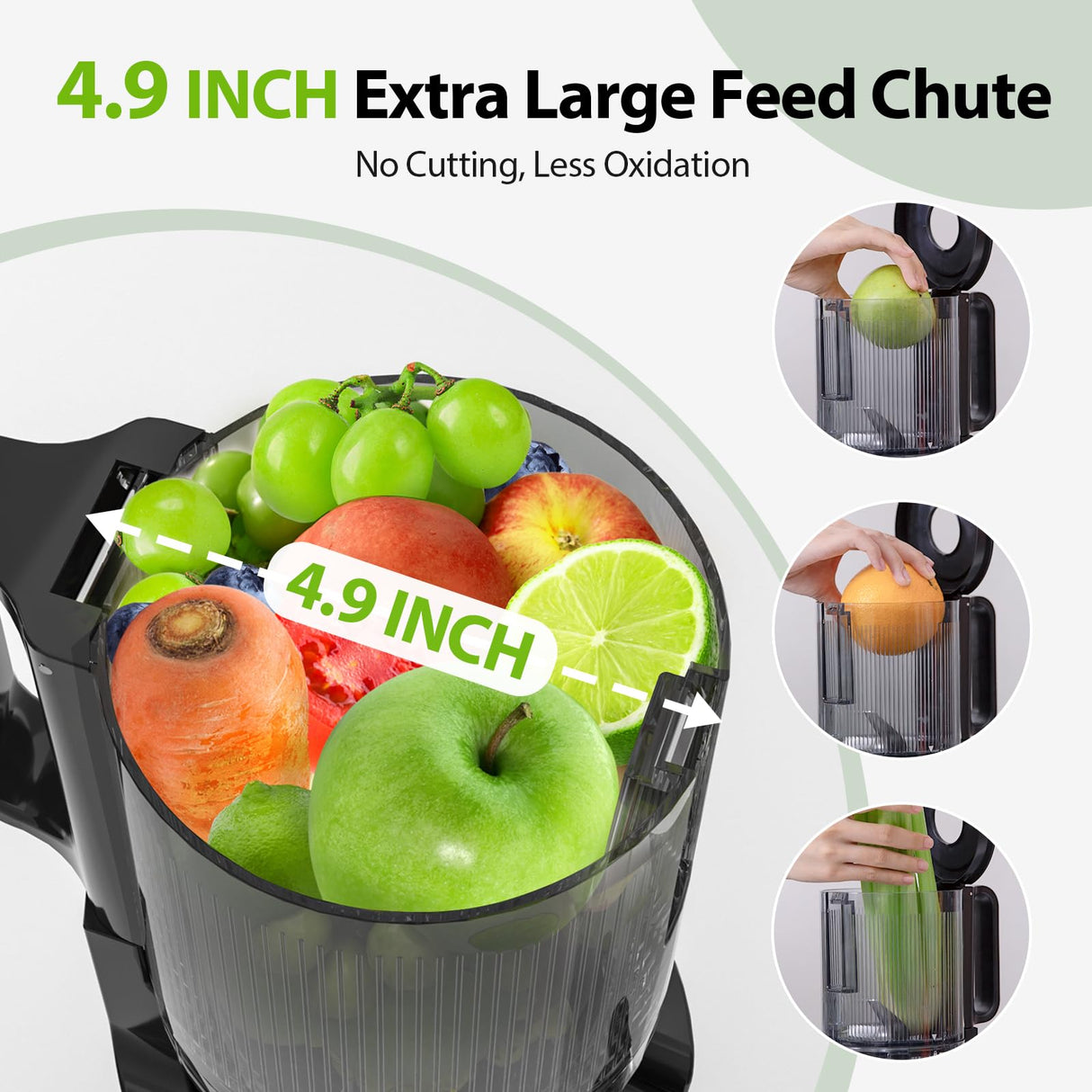 Juicer Machines, Aeitto Cold Press Juicer,4.9" Wide Mouth Fits for Whole Fruits and Vegetables, Slow Masticating Juicer Easy to Clean, High Juice Yield,Black Aeitto