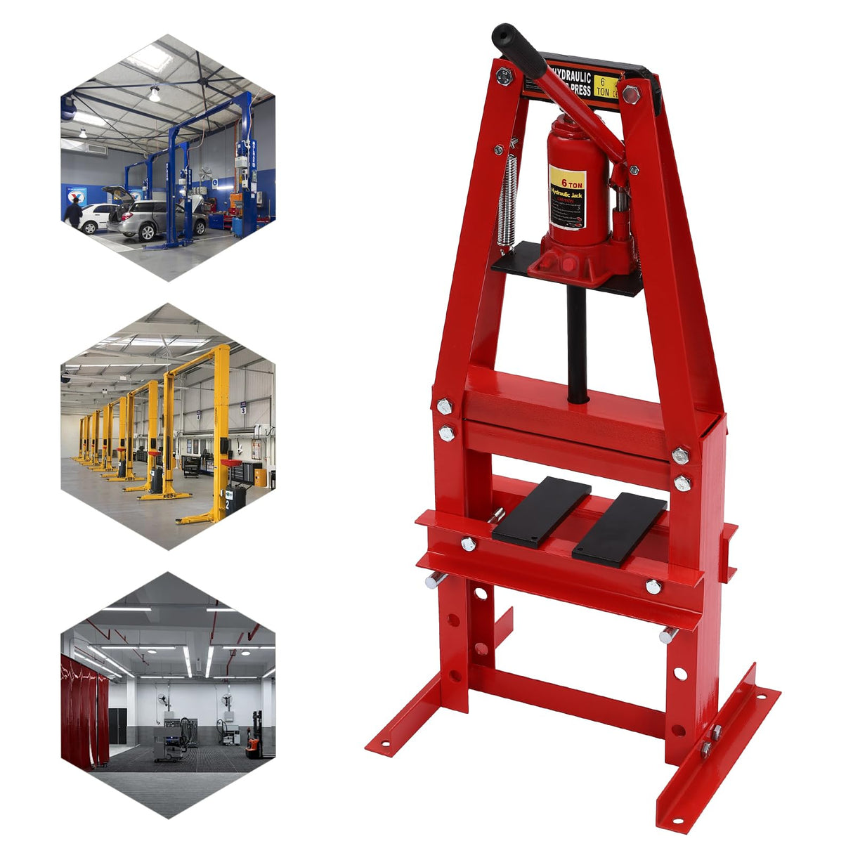 CRYBY Hydraulic Press, 6T/13227.74lbs Hydraulic Shop Press Manual Hydraulic Press with Plates, H-Frame Garage Floor Adjustable Shop Press Hydraulic Benchtop Press, 5.12In Stroke, 15.75*12.6*29.33Inch CRYBY