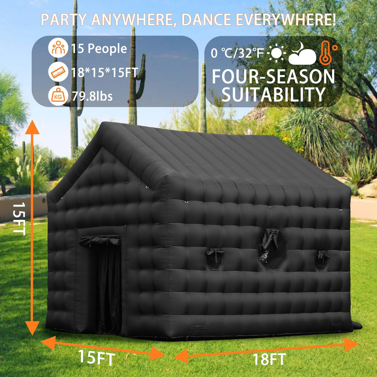 SAYOK Inflatable Nightclub 18x15x15 Ft, Inflatable Party Tent with Disco Ball Light, Inflatable Night Club Tent for Adults Wedding Birthday Backyard Party Business SAYOK