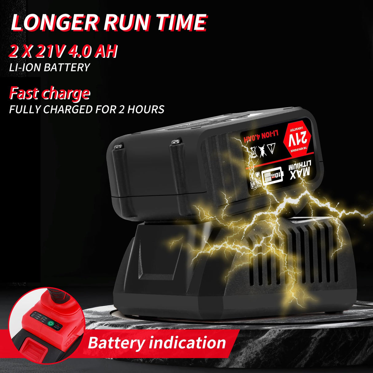 Canbrake 1000N.m(740ft-lbs) Cordless Impact Wrench,21V 1/2 Inch High Torque Impact Gun with 2 x 4.0Ah Batteries,Fast Charger & 5 Sockets,Electric Impact Variable Speeds for Car Truck Mower Home Canbrake