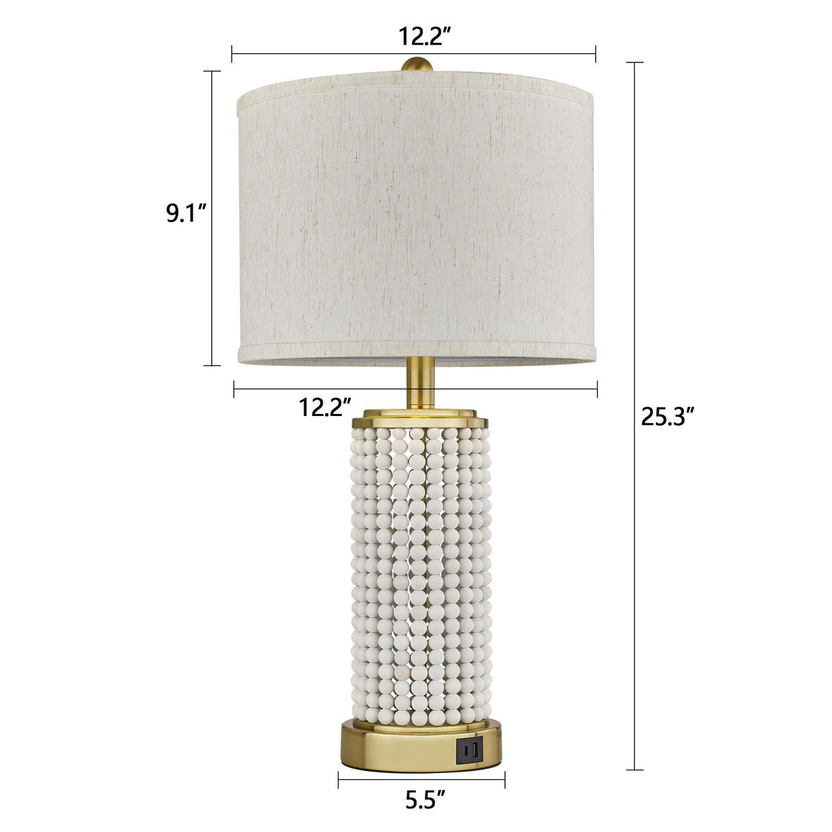 Reaketon 24.5" Farmhouse Table Lamp 3-Way Dimmable Touch Control Table Lamp Set of 2 with for Bedroom Wood Beaded Table Lamp for Living Room Rustic Nightstand Bedside Lamps(2 Bulbs Included) Reaketon