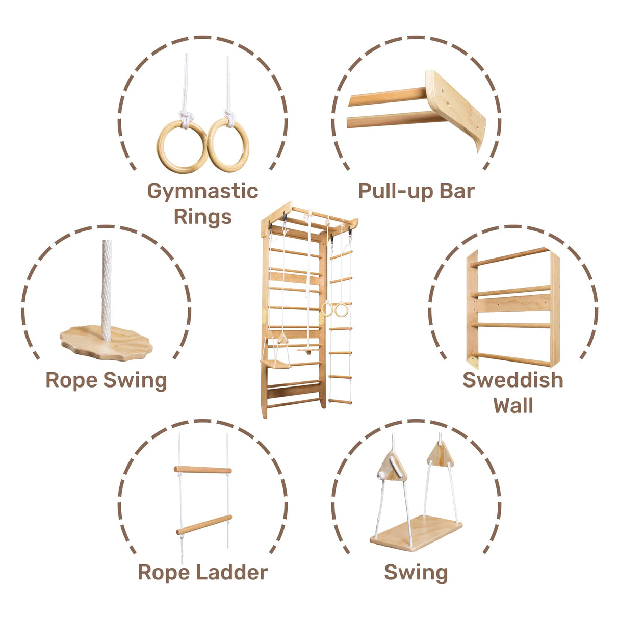 Wooden Swedish Ladder Wall Set – Kids Stall Bars for Exercise – Kids Swedish Gymnastic Wall Gym – Wood Stall Bar Gymnastics Playground – best Gym for all family all ages training stretching – Sport-2 WEDANTA