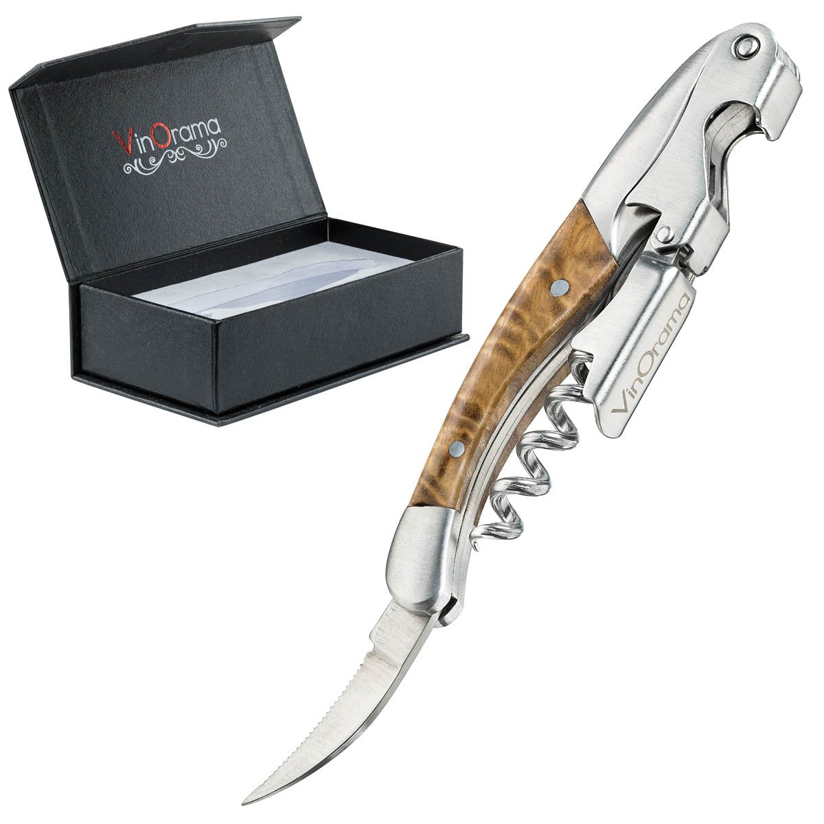 VinOrama Waiters Corkscrew Wine Opener Rosewood Handle 3-in-1 Beer Bottle Opener and Foil Cutter, The Best Choice of Professional Waiters and Bartenders Around the Globe VinOrama