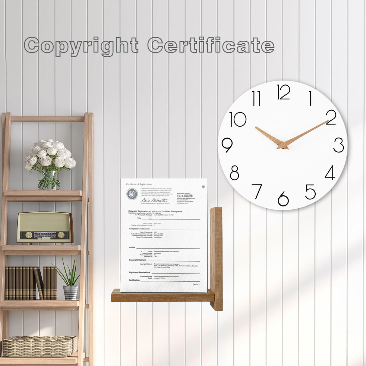 cicininc Wall Clock, White Wooden Silent Non-Ticking, Decorative Battery Operated Wall Clocks for Bedroom, Kitchen, Home, Living Room, Office, School, Hotel (8 Inch) cicininc