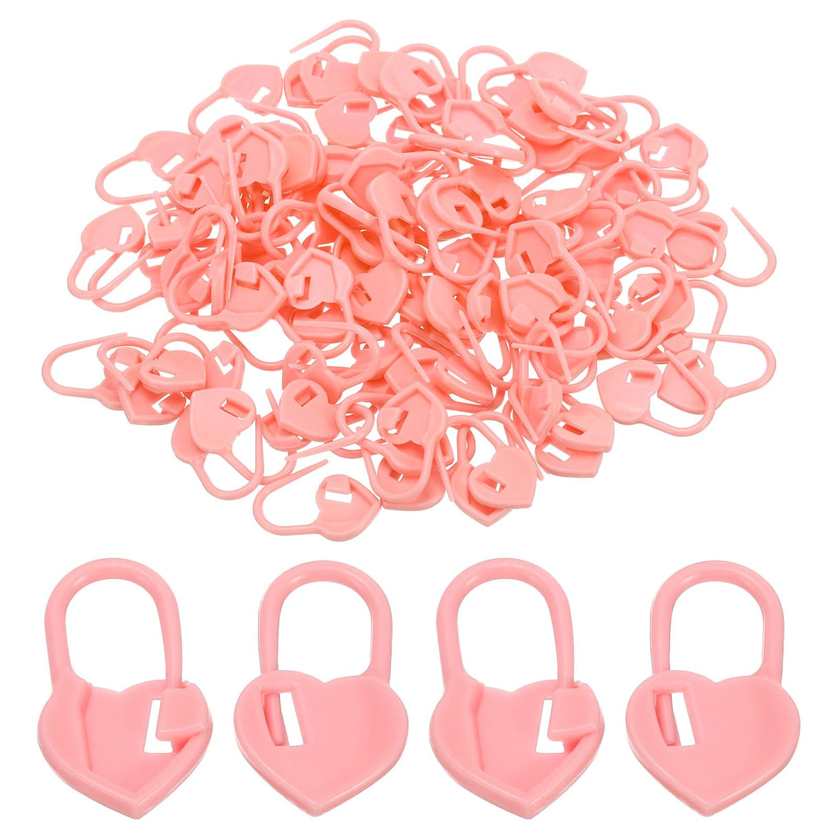 PATIKIL Crochet Stitch Markers, 100 Pack Plastic Knitting Markers Needle Pin Heart Locking Stitch Marker for Sewing Crocheting DIY Craft, Pink PATIKIL