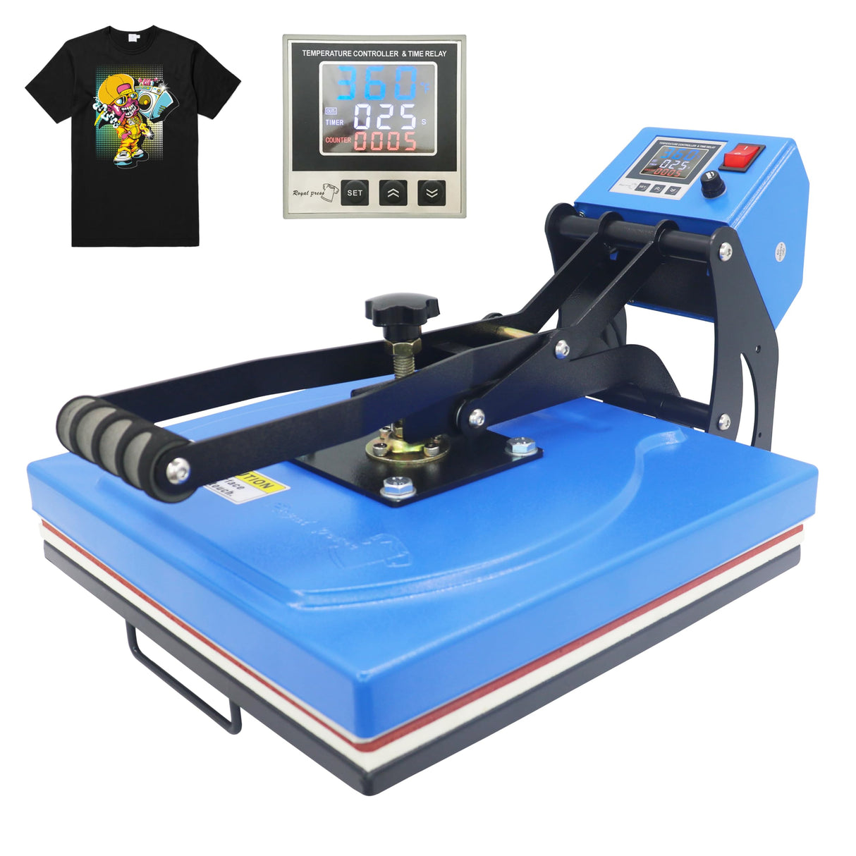 Industrial-Quality 15" x 15" Color LED Digital Sublimation Transfer Machine T-Shirt Heat Press Machine, 15" x 15", Blue Royal Press