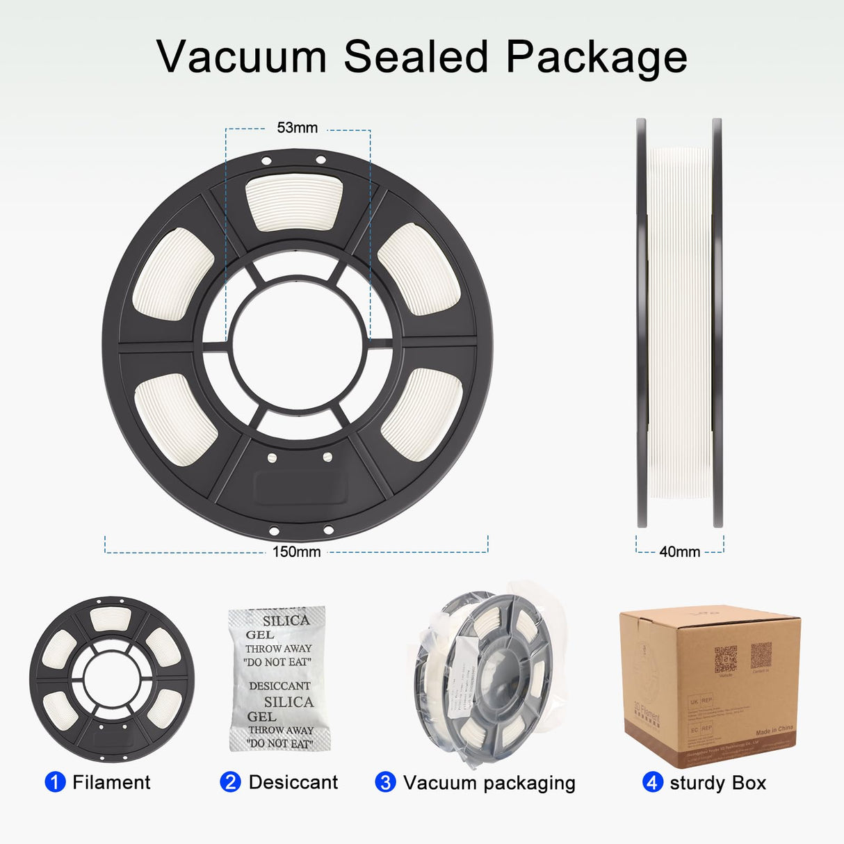 YOUSU PLA 4 * 250g 3D Printer Filament Bundle 1.75mm, Print with Most FDM 3D Printers, 1kg (2.2lbs), 4 Pack 250g Spool, Accuracy +/- 0.02mm,Black+White+Grey+Red Yousu