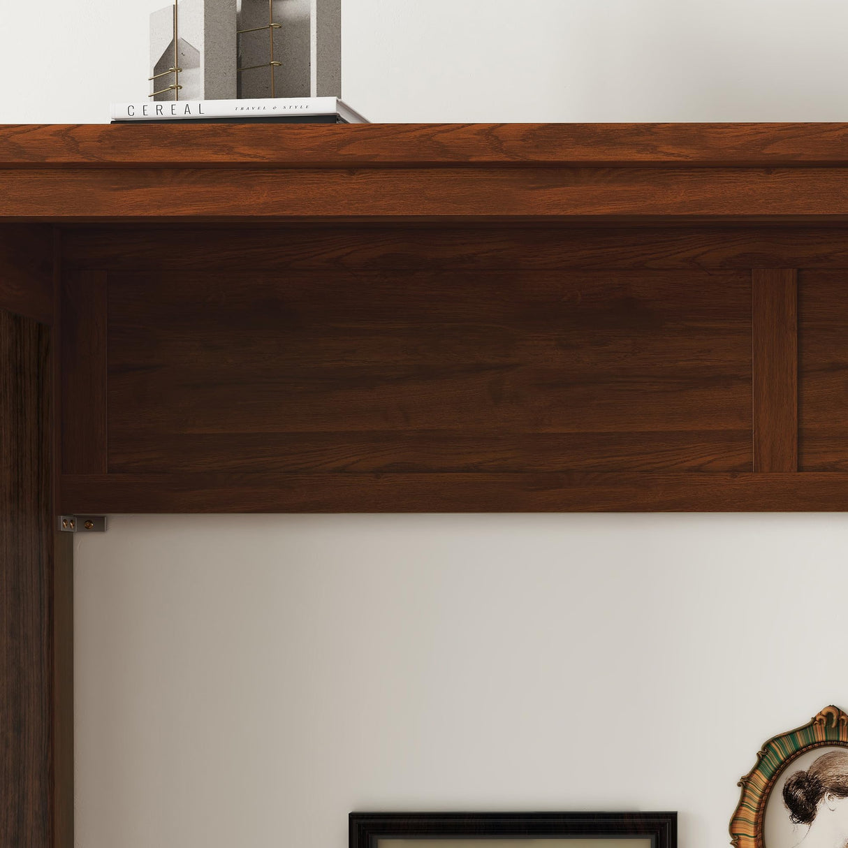 PVWIIK Queen Size Murphy Bed with Storage Shelf & Support Plate for Adult,Girls,Boys,Wood Hidden Wall Bed Cabinet,Space-Saving,No Box Spring Needed, Walnut PVWIIK