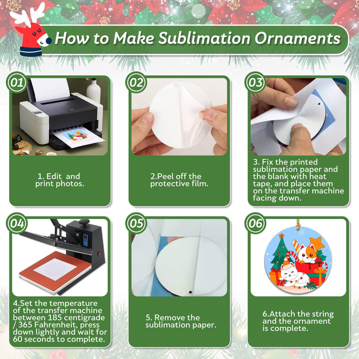 Caffox 3" Metal Sublimation Ornament Blanks Bulk, 24 Pieces Round Sublimation Blanks for Christmas Decorations and DIY Crafts Caffox