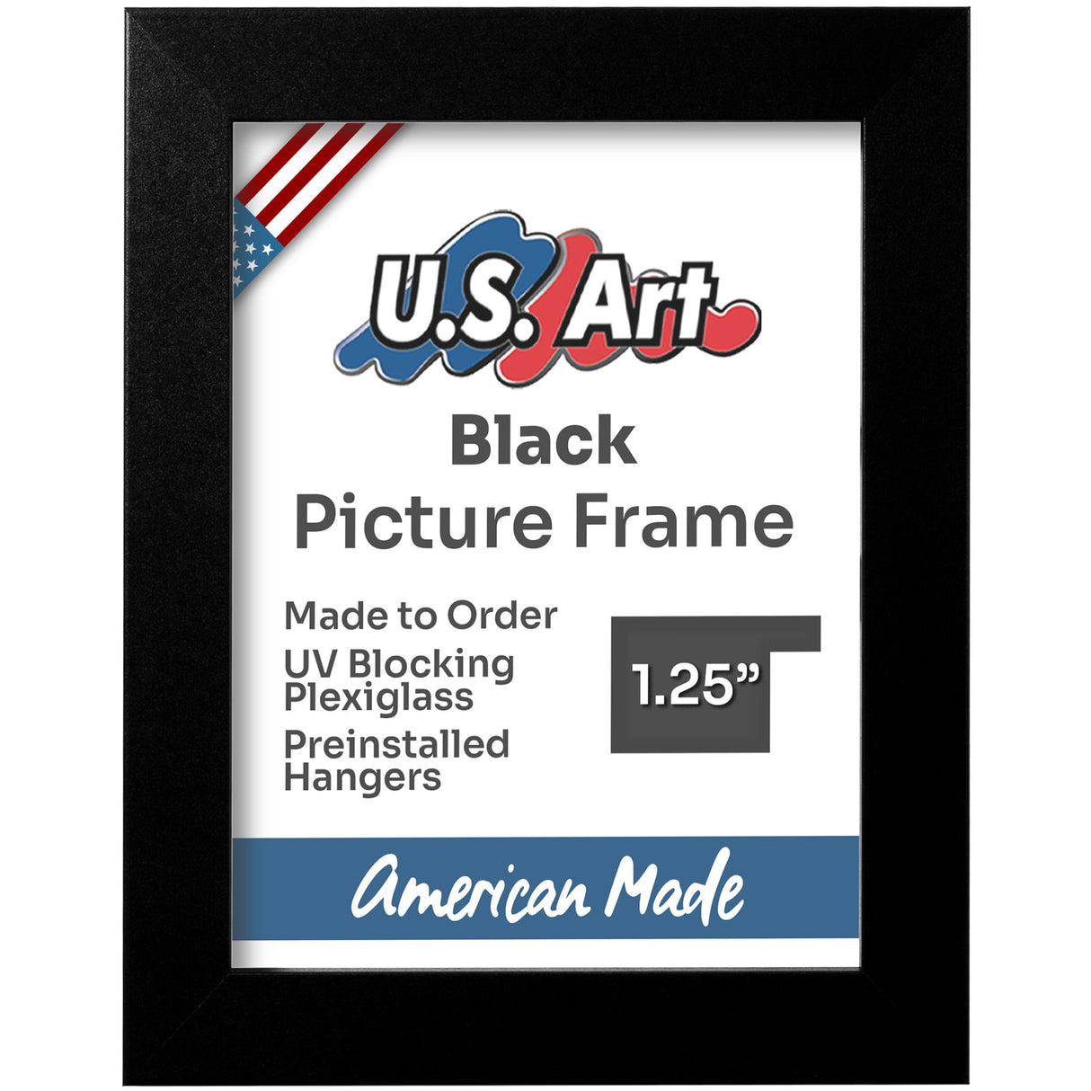 US Art Black 19.75x29.5 Puzzle Frame 1.25" Inch Wide - Handmade American Picture Frames with Preinstalled Hangers and UV Blocking Plexiglass, 19.75x29.5 Frame US Art