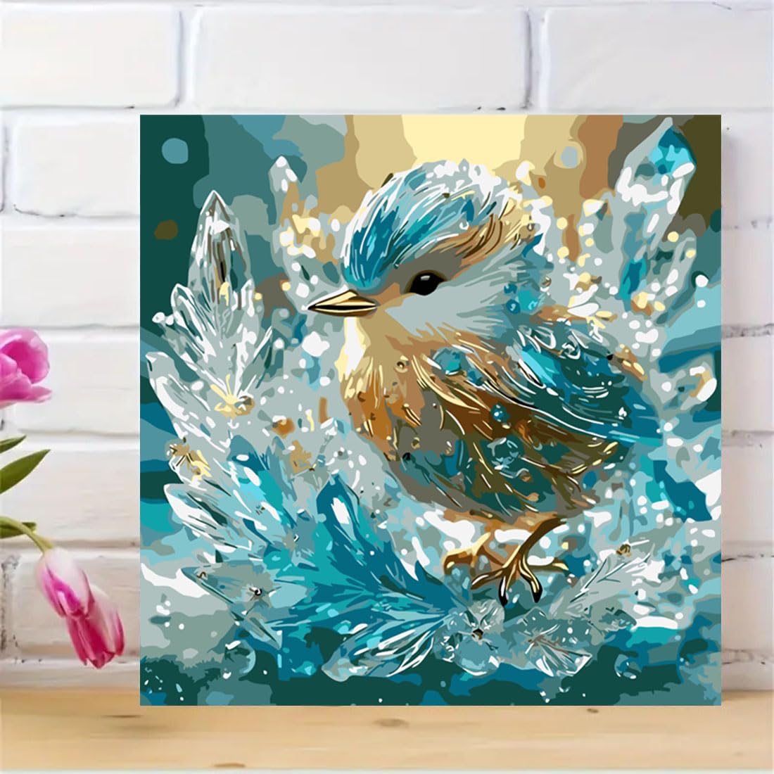 SHICERNHJ Birds Paint by Numbers Kit for Adults,Crystal Bird Adults' Paint-by-Number Kits for Beginner,DIY Acrylic Paint by Number On Canvas for Home Wall Decor 16X16 Inch SHICERNHJ
