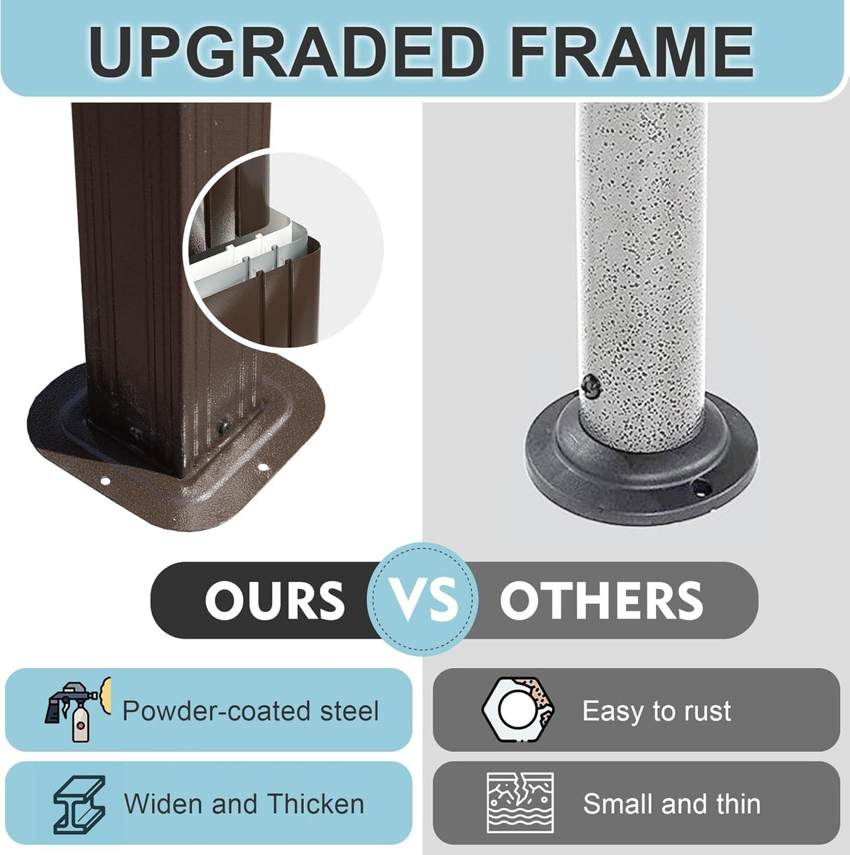 6x10FT Hardtop Grill Gazebo, Outdoor BBQ Gazebo with Double Galvanized Steel Roof, Patio Grill Canopy with 2 Storage Cabinets and Ceiling Hooks for Backyard, Lawn, Garden,Brown GFDGFD