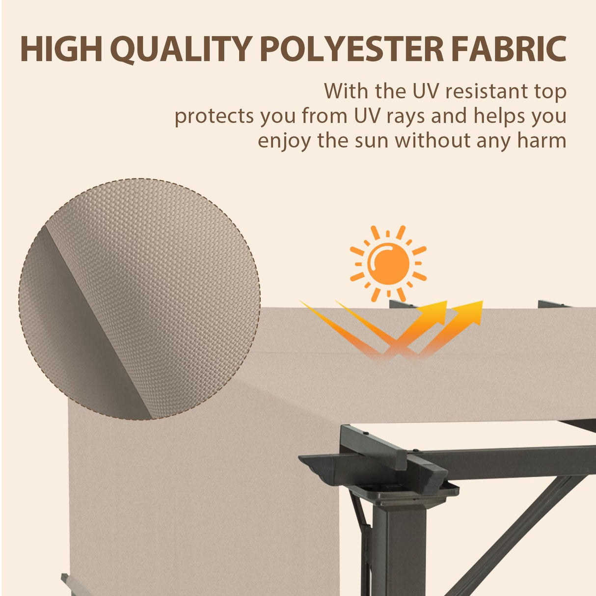 COOS BAY Outdoor Patio Pergola 10x10 ft with Retractable Sun Shade Canopy Top, Metal Frame Gazebo Sun Shade for Backyard, Deck, Garden and Poolside, Beige COOS BAY