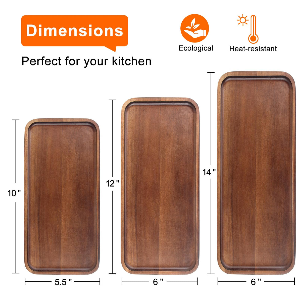 Acacia Wood Platters Small 12"x6" Long Charcuterie Board Rectangle Decorative Tray Wooden Serving Platter for Food Appetizer Cake Plates Kitchen Dish Cheese Boards Rectangular Snack Dessert Trays Ayiaren